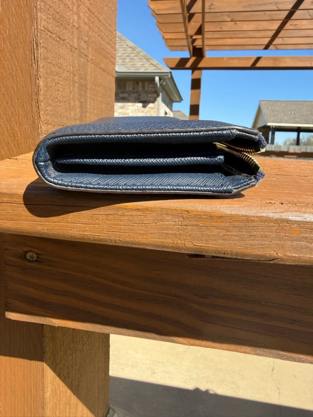Michael Kors Dark Blue Textured Pebbled Leather Wallet